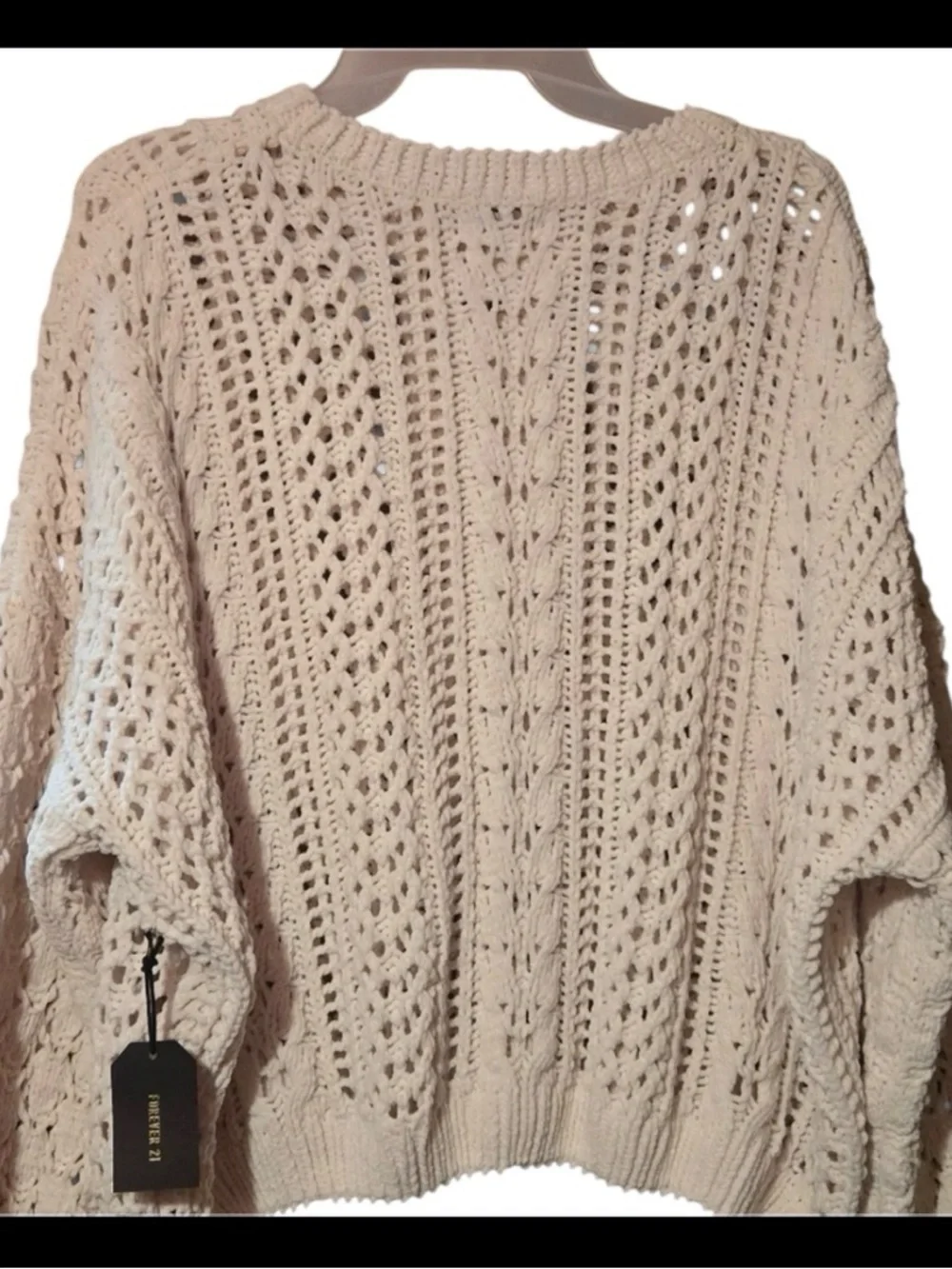 Forever 21 Cream Open-Knit Crewneck Sweater - Picture 2 of 2